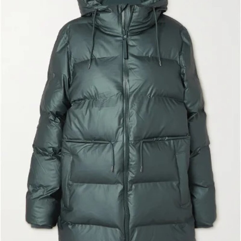 mint Rains ALTA PUFFER PARKA winter jacket SILVER PINE GREEN Size L MSRP $575